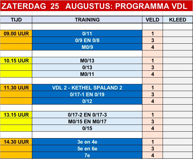 PROGRAMMA OPEN DAG EN TRAININGS CLINICS VDL